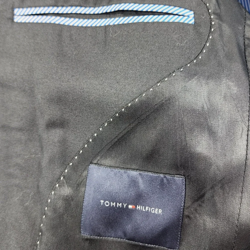 Tommy Hilfiger Mens 38 Long Worsted Wool Blazer Two Button Tailored Classic Gray
